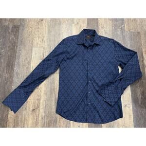 Steven Land Trim Fit Geometric Patten Dress Shirt